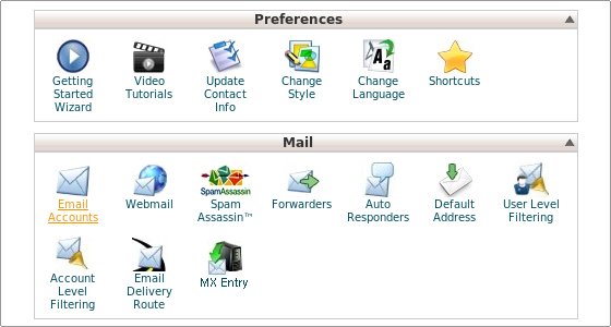 Cpanel email section