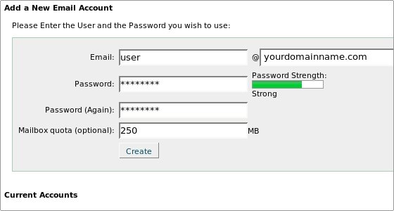 Creating an email account in Cpanel